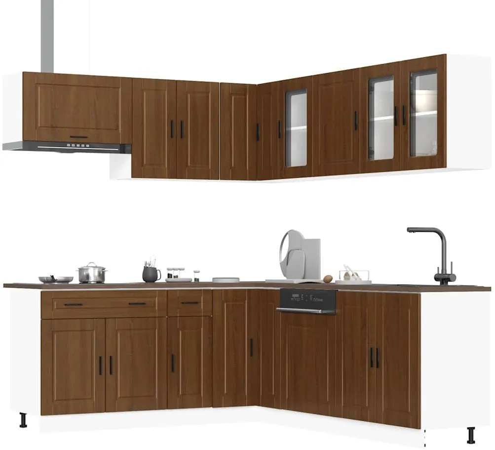 vidaXL 11 peças armário de cozinha conjunto Porto carvalho castanho