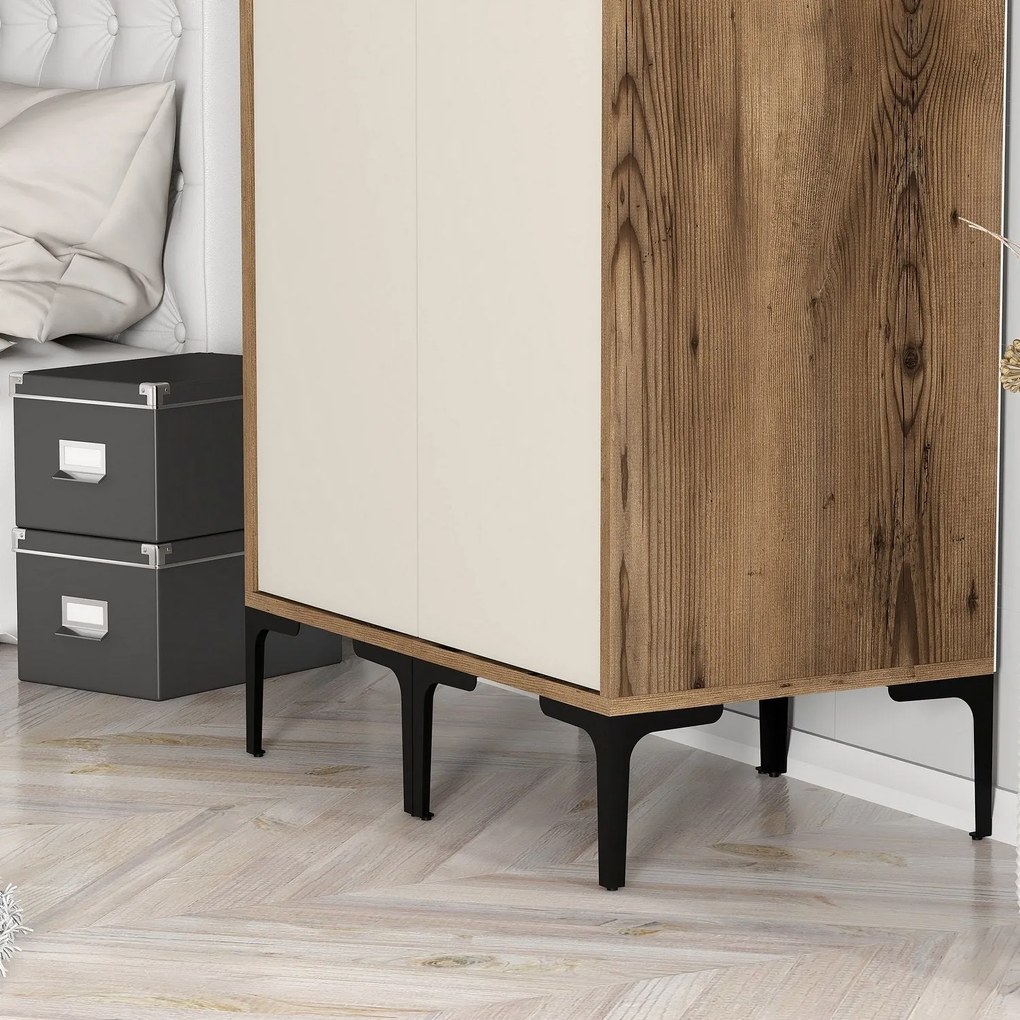 Roupeiro Kumsal SS – Nogueira e Creme – 80x47,5x201,4 cm