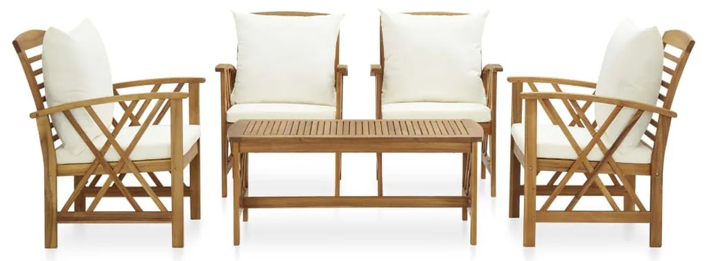 5 pcs conjunto lounge de jardim com almofadões acácia maciça