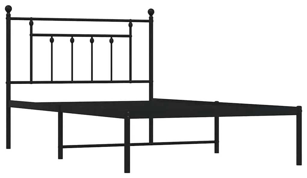 Estrutura de cama com cabeceira 100x200 cm metal preto