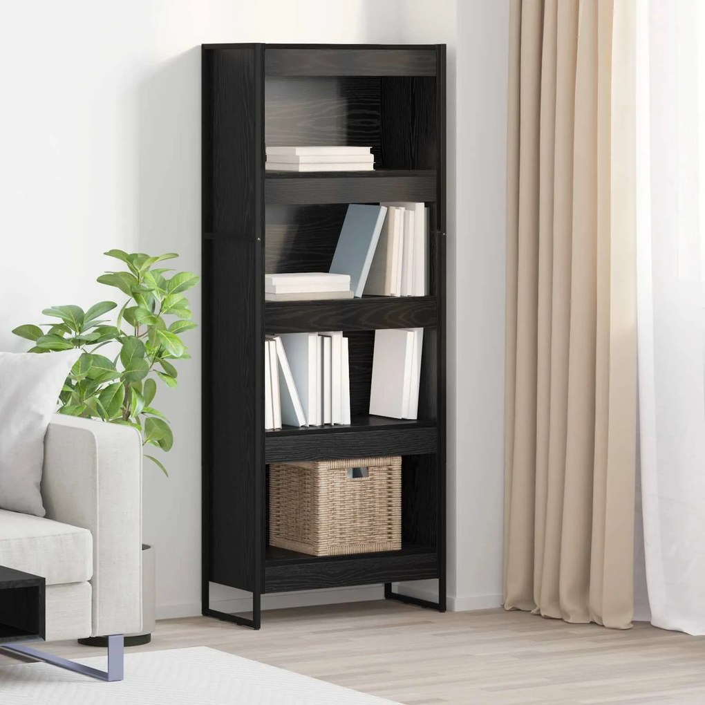 vidaXL Gabinete de Livros Carvalho Preto 80 x 30 x 155 cm
