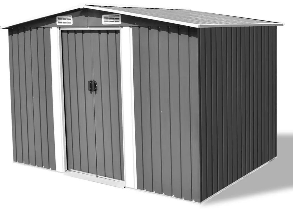 42907 vidaXL Abrigo de jardim metal cinzento 257x205x178 cm