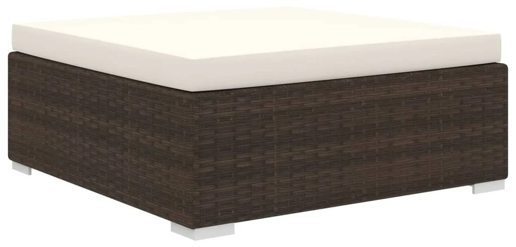 8 pcs conjunto lounge jardim c/ almofadões vime PE castanho