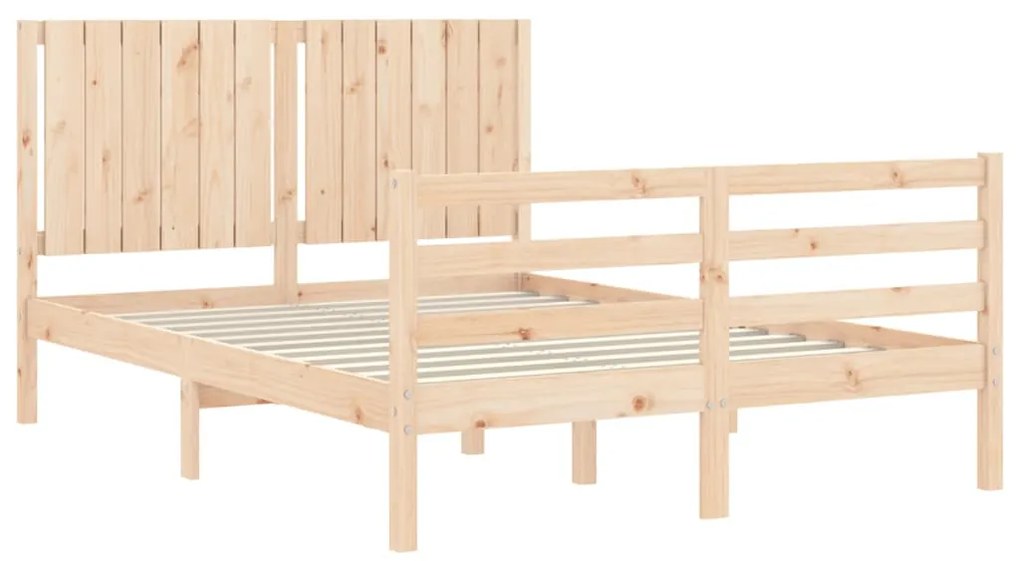 Estrutura de cama com cabeceira 140x190 cm madeira maciça