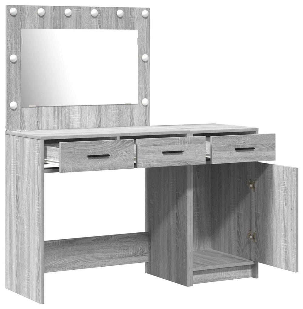 Conjunto de Maquilhagem de 2 Peças vidaXL com LED em Aglomerado Cinza