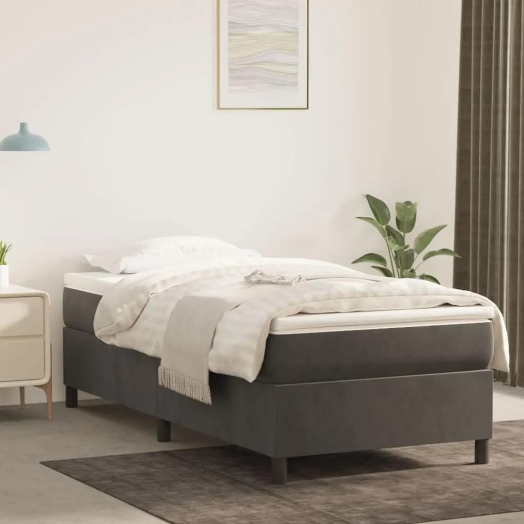 Estrutura de cama com molas 90x190 cm veludo cinzento-escuro