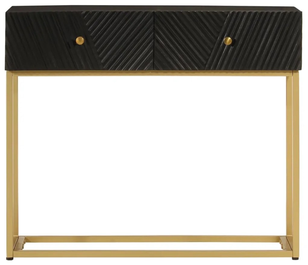 Mesa consola 90x30x76 cm mangueira maciça e ferro preto