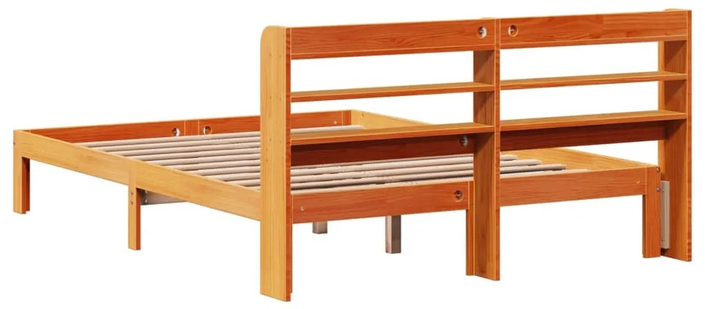 Cama sem colchão 140x190 cm pinho maciço castanho-mel