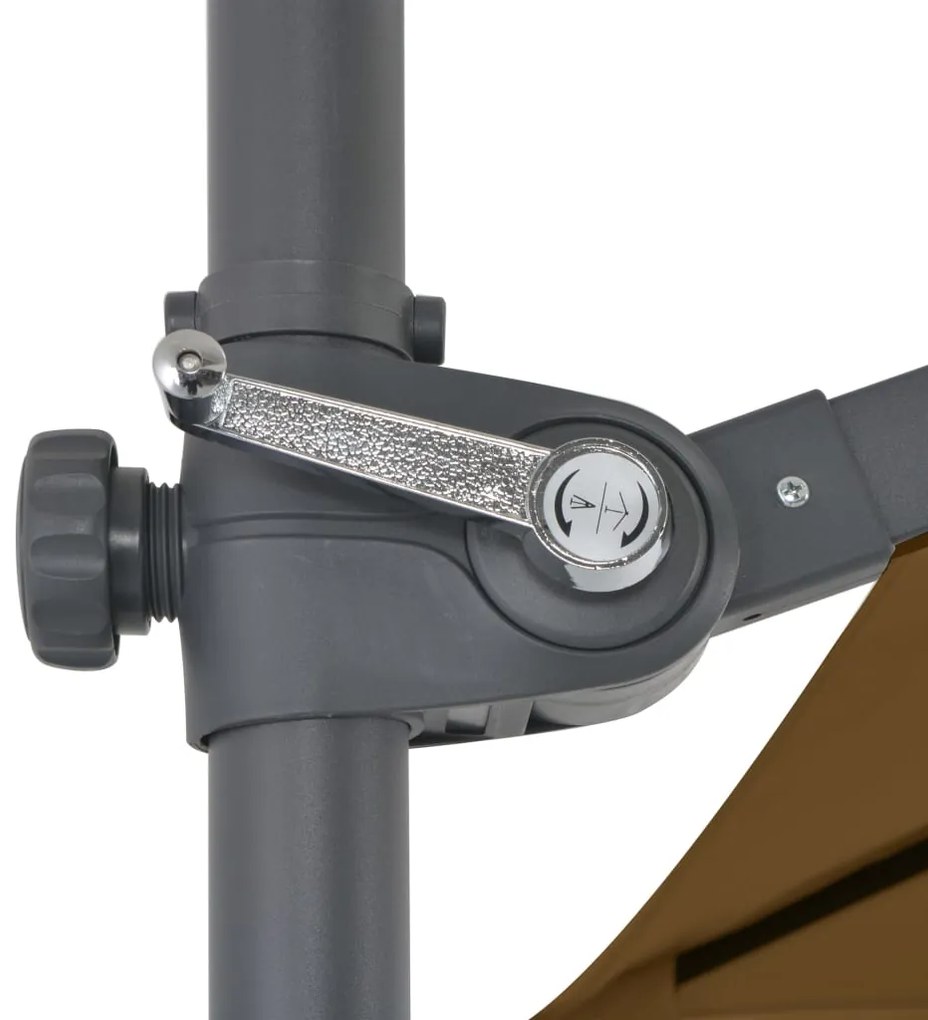 Guarda-sol cantilever c/ poste aço 250x250 cm cinza-acastanhado