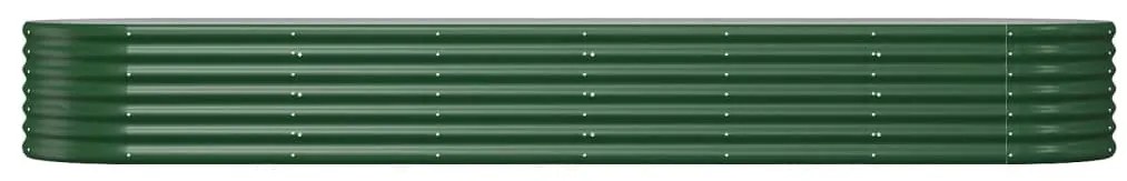 Canteiro elevado jardim 296x80x36 cm aço revestido a pó verde