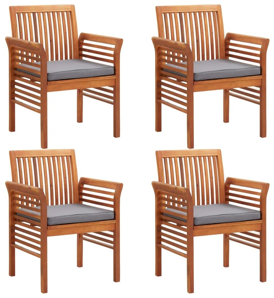 5 pcs conjunto de jantar exterior c/ almofadões acácia maciça