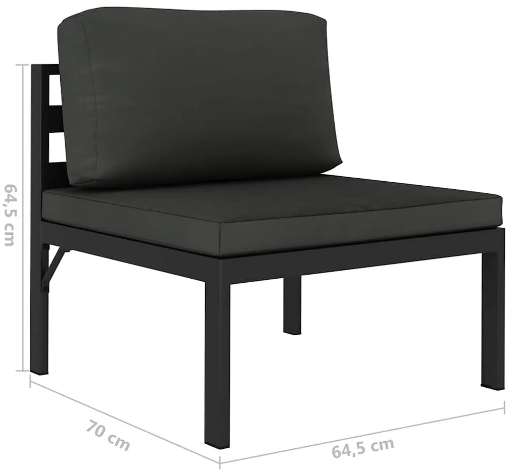 6 pcs conjunto lounge jardim com almofadões alumínio antracite