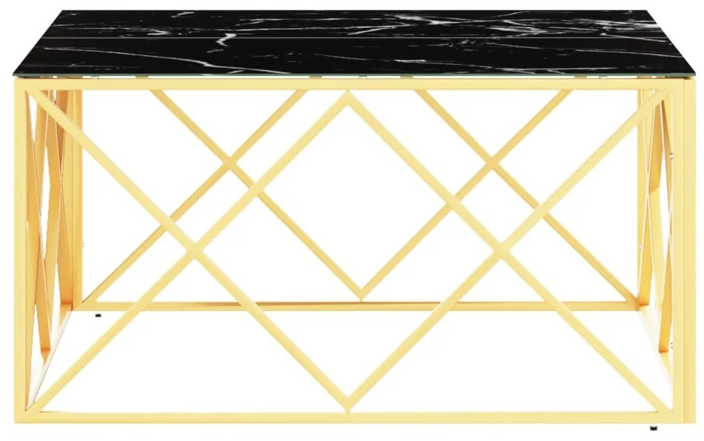 Mesa de centro 80x80x40 cm aço inoxidável e vidro dourado