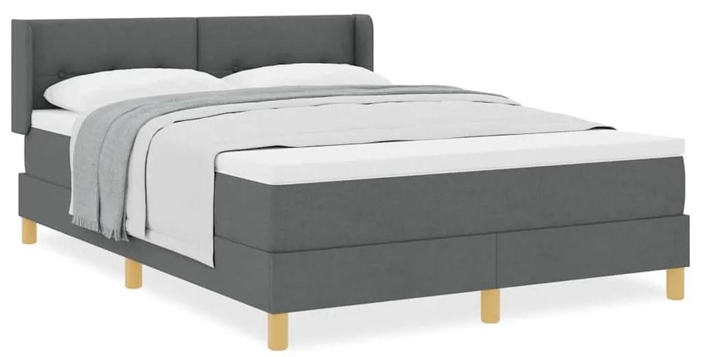 Cama Box com Colchão - Cinza Escuro, 140 x 200 cm, Tecido