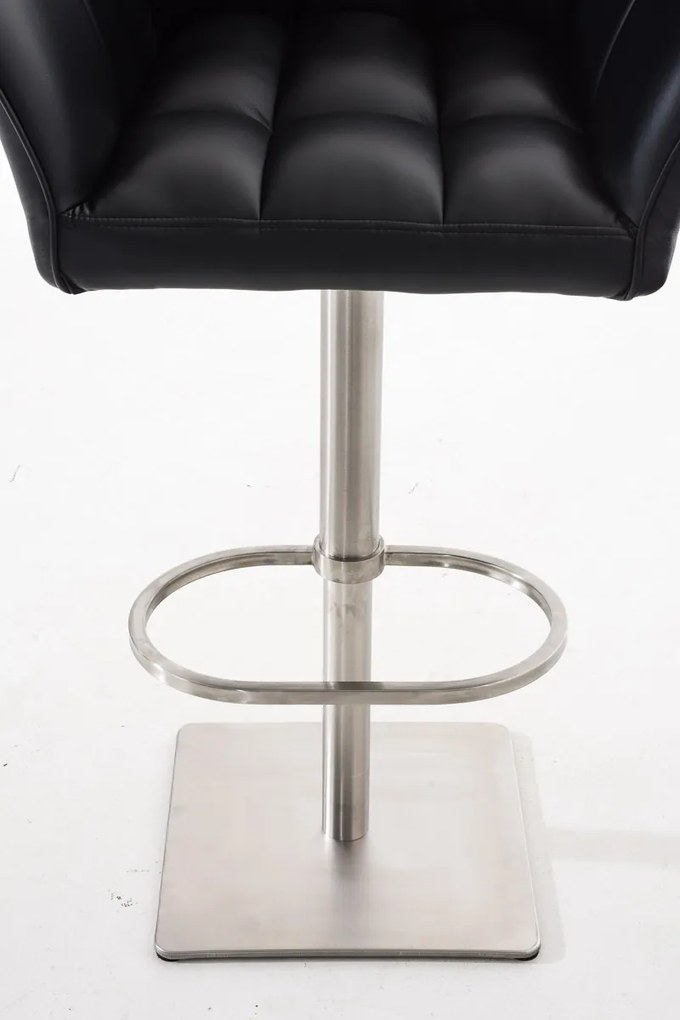 Banco de bar Damaso em couro sintético e estrutura prateada 64 x 88-113 x 45 cm Preto