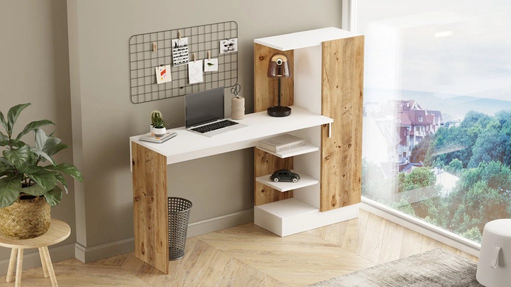 Secretária de Estudo CT2 – Pinho Atlântico e Branco – 152,3cm x 120cm