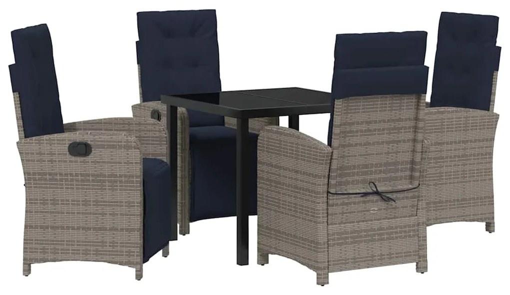 Conjunto de Jantar de 5 Peças pra Jardim em Rattan Sintético Cinza