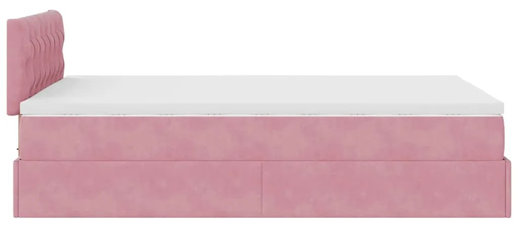 Estrutura de cama otomana com colchão 120x200 cm veludo rosa
