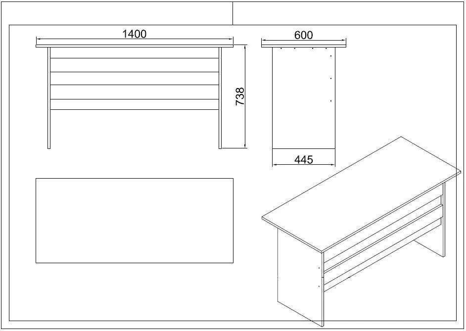 Conjunto de Mobiliário de Escritório VO19 – Branco – Espessura 18 mm