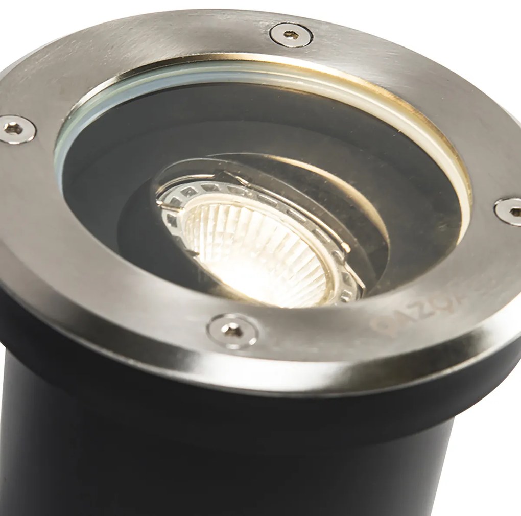 Conjunto de 6 focos de chão para exterior em aço ajustáveis IP65 - Delux Moderno