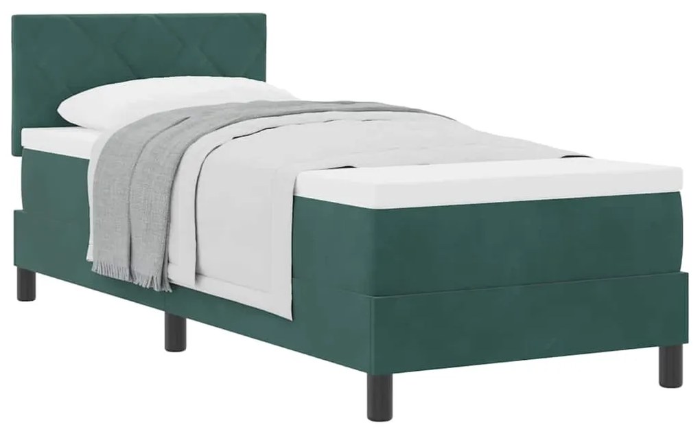 Cama Box Spring com Colchão verde escuro 80x200 cm Veludo