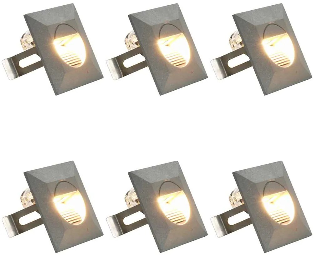 Iluminação LED de parede exterior 6 pcs 5 W quadrado prateado