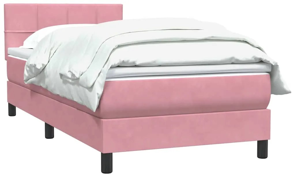 Cama com molas/colchão 80x220 cm veludo rosa
