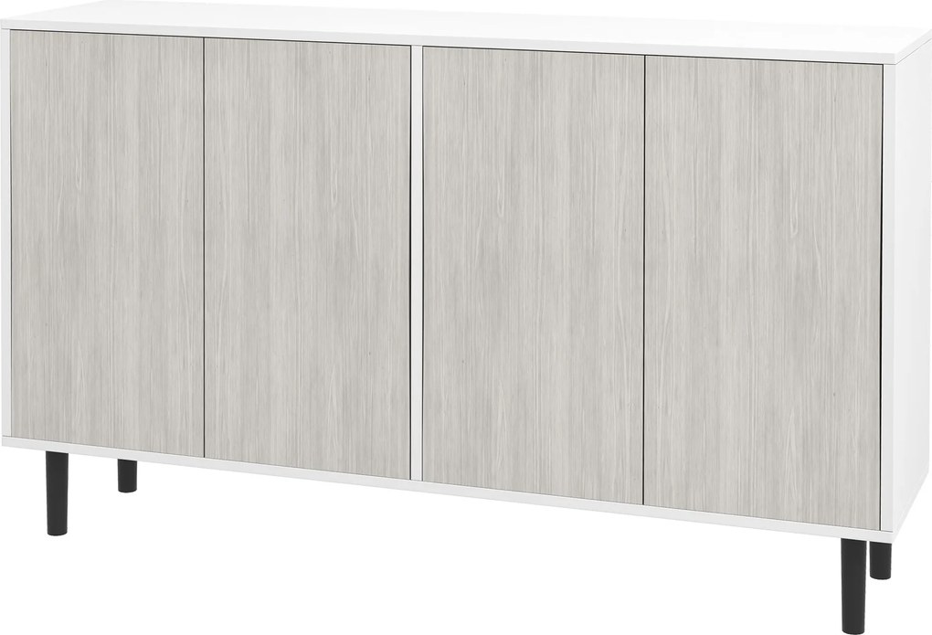 HOMCOM Aparador de Cozinha Móvel de Arrumação 2 Armários com Prateleiras Ajustáveis 121x37x75 cm Branco e Efeito Madeira Cinza | Aosom Portugal