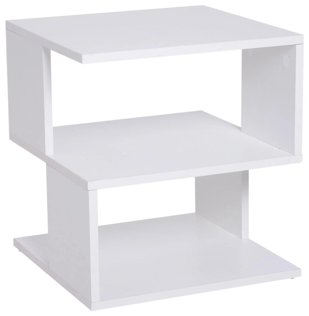 HOMCOM Mesa Auxiliar Mesa de Cabeceira de 2 Níveis com Prateleira de Armazenamento para Sala Quarto Estante 40x40x43 cm Branco | Aosom Portugal