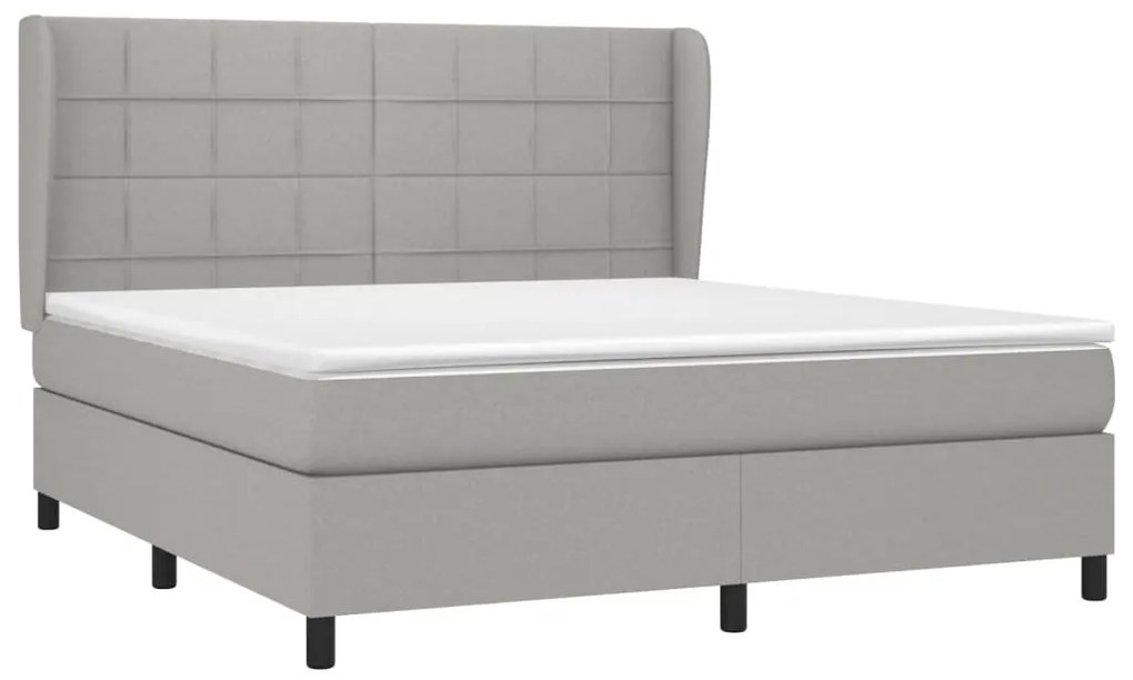 Cama com molas/colchão 180x200 cm tecido cinzento-claro