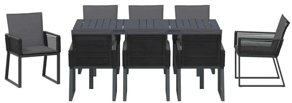 Conjunto de Jantar com Almofadas Manual 9 pcs Antracite Médio