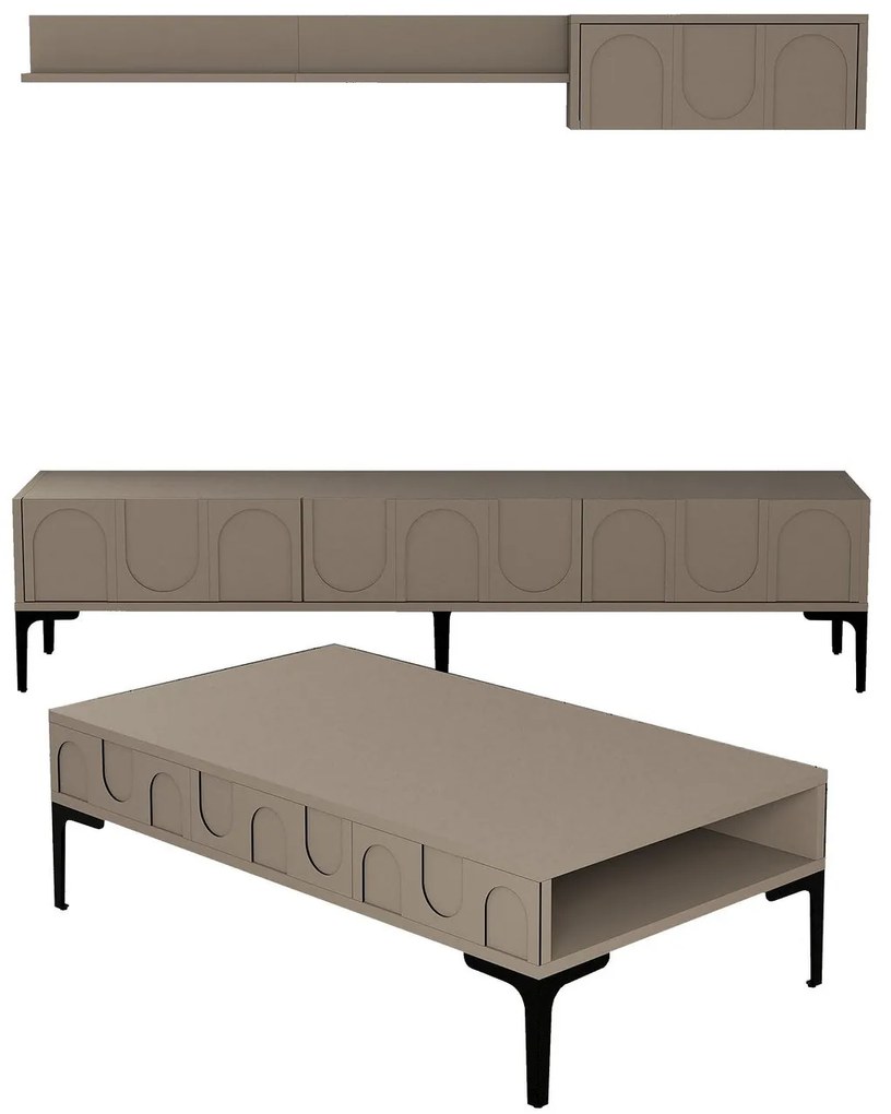 Conjunto de Mobiliário de Sala Lyon – Atlas Black – TV Unit 180x42x35