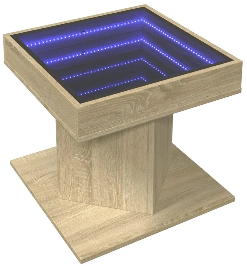 Mesa de centro c/ LEDs 50x50x45 madeira processada