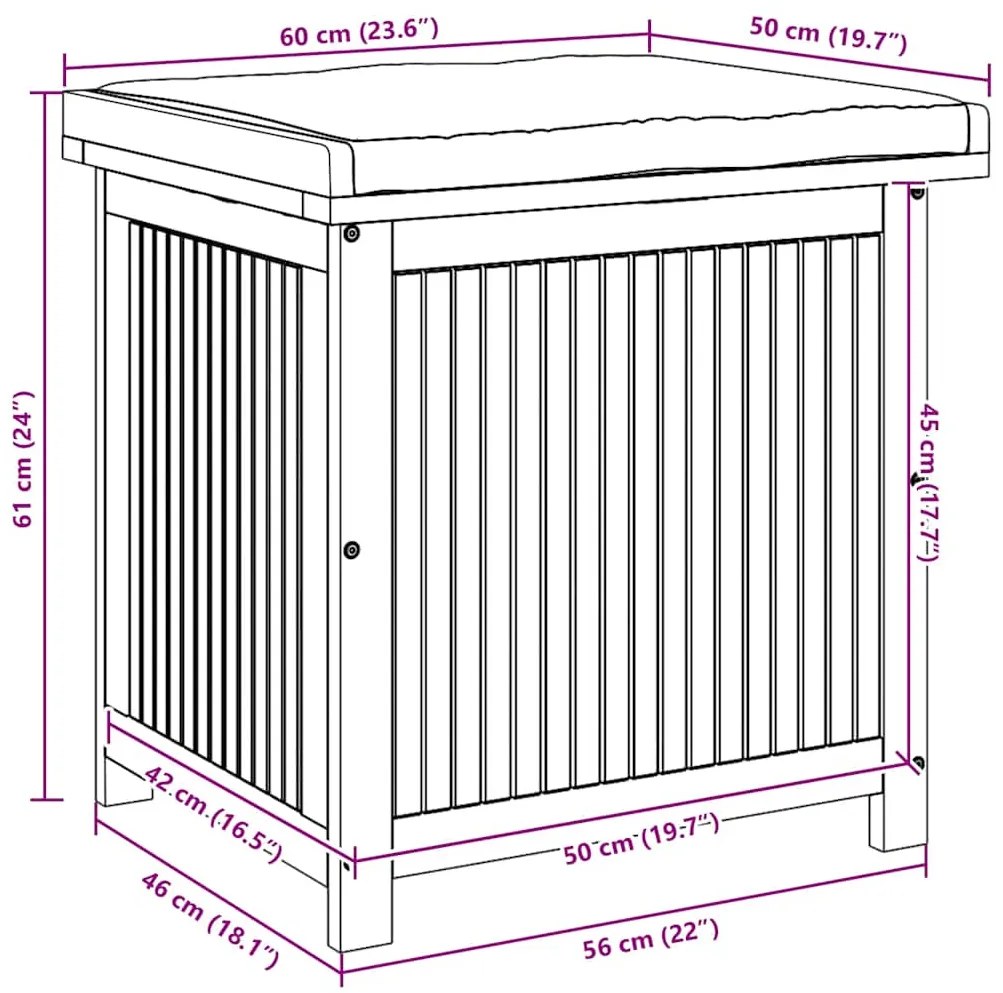 Caixa para almofadões de exterior madeira de acácia maciça