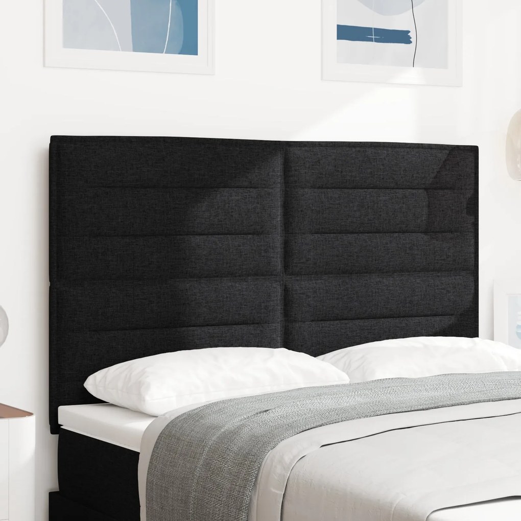 Cabeceira Design de Linhas Preto 160 cm Tecido