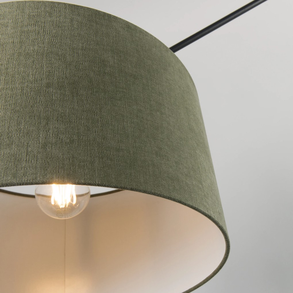 Candeeiro de suspensão preto com abajur 35 cm verde ajustável - Blitz Moderno