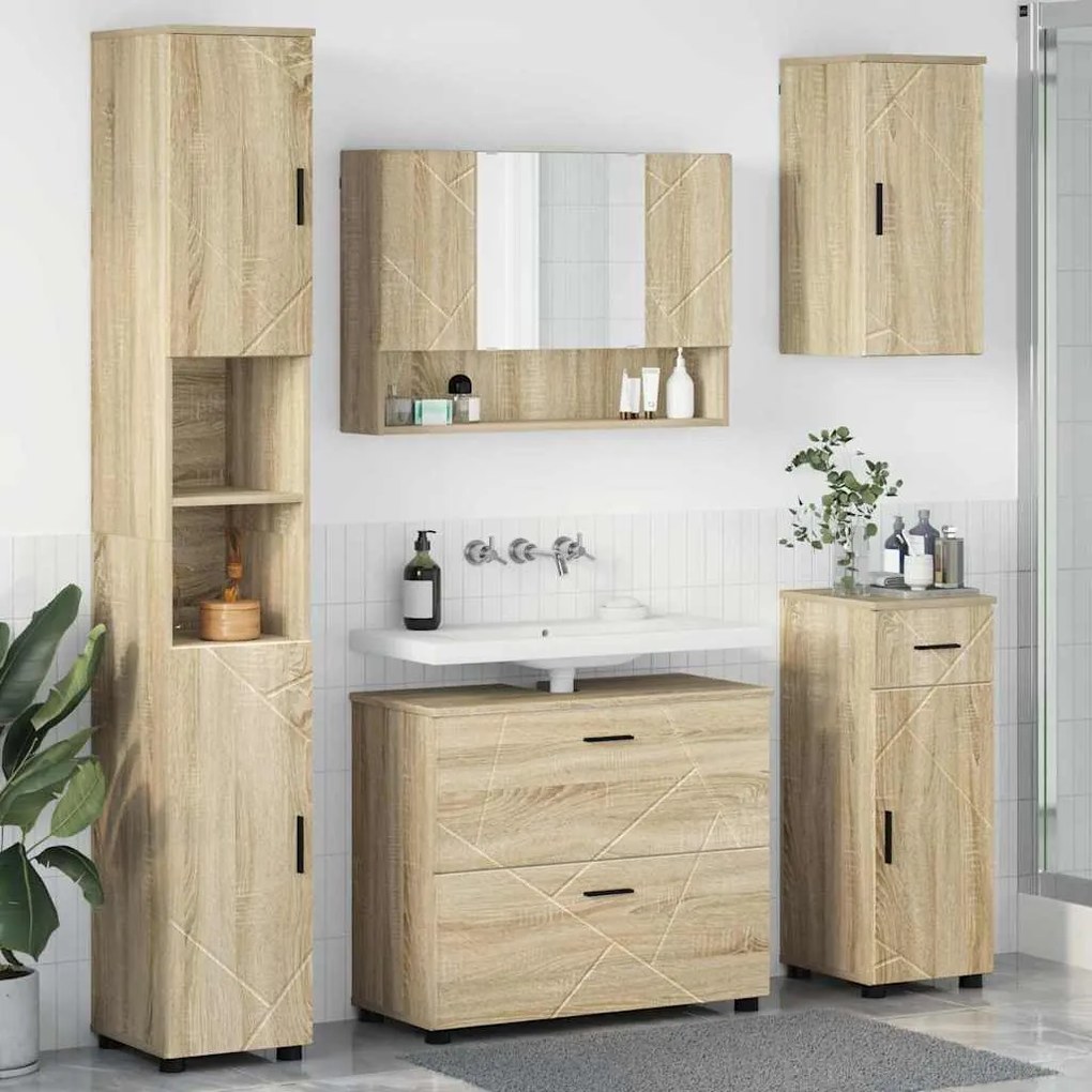 vidaXL Conjunto de Móveis para Banheiro 5 pcs Carvalho sonoma