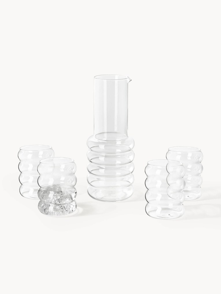 Jarro artesanal com copos Bubbly, conjunto de 5