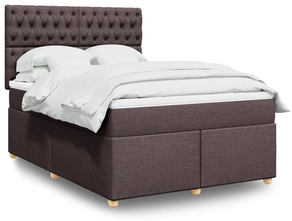 Cama com molas/colchão 160x200 cm tecido castanho-escuro