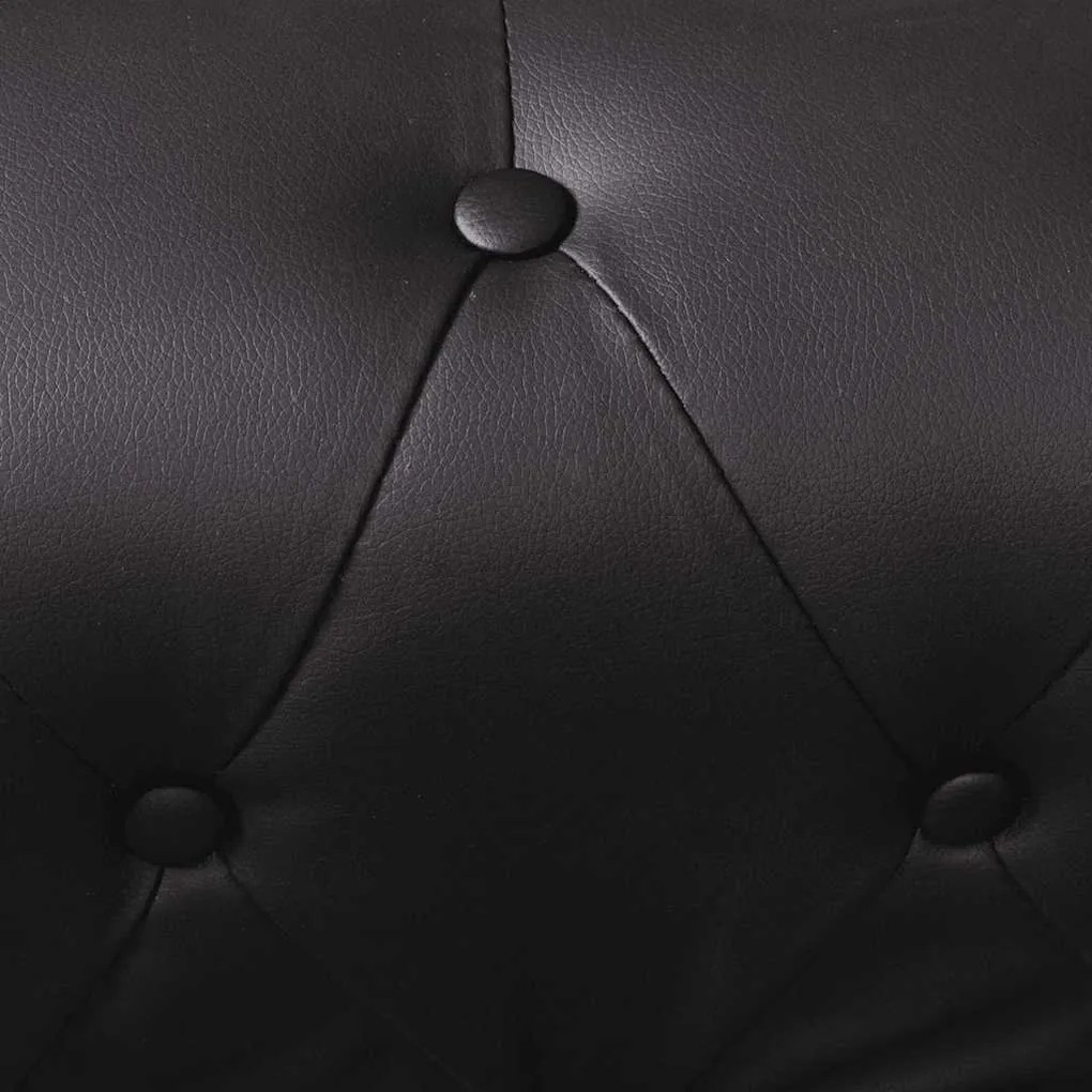 Sofá de canto Chesterfield 5 lugares couro artificial preto