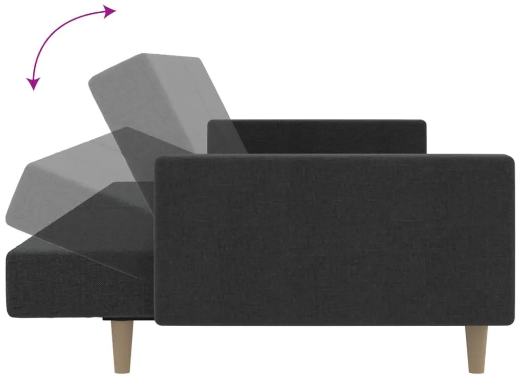 Sofá-cama de 2 lugares tecido cinzento-escuro