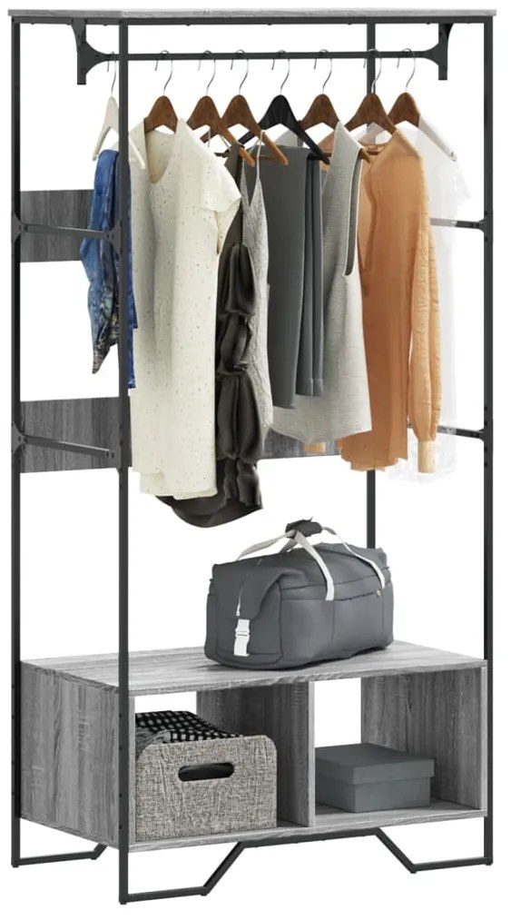 vidaXL Roupeiro 90x50x180 cm derivados de madeira cinzento sonoma