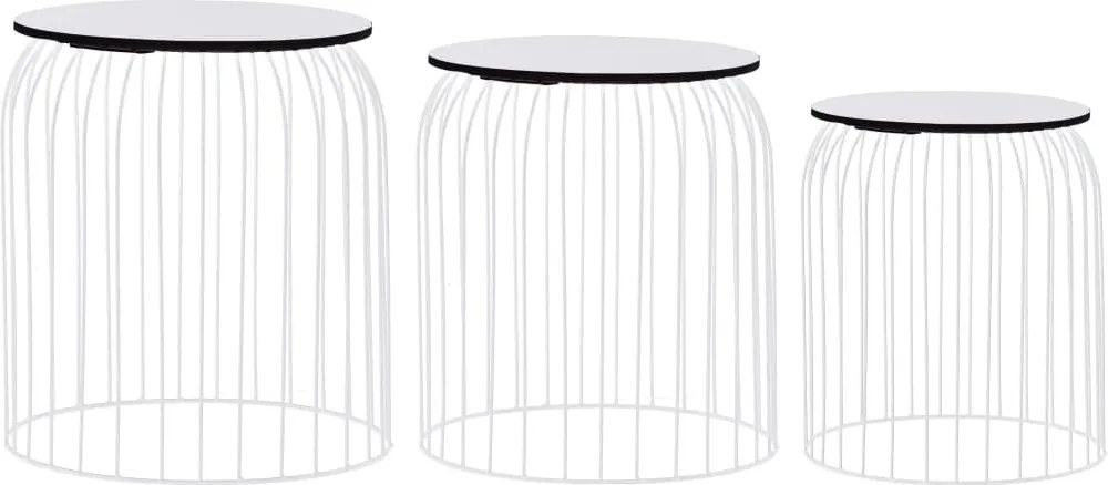 vidaXL Mesas de centro 3 pcs branco