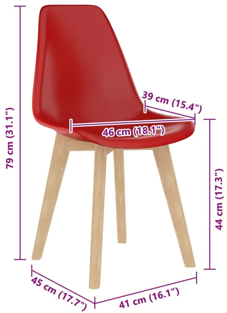 Cadeiras de jantar 4 pcs plástico vermelho