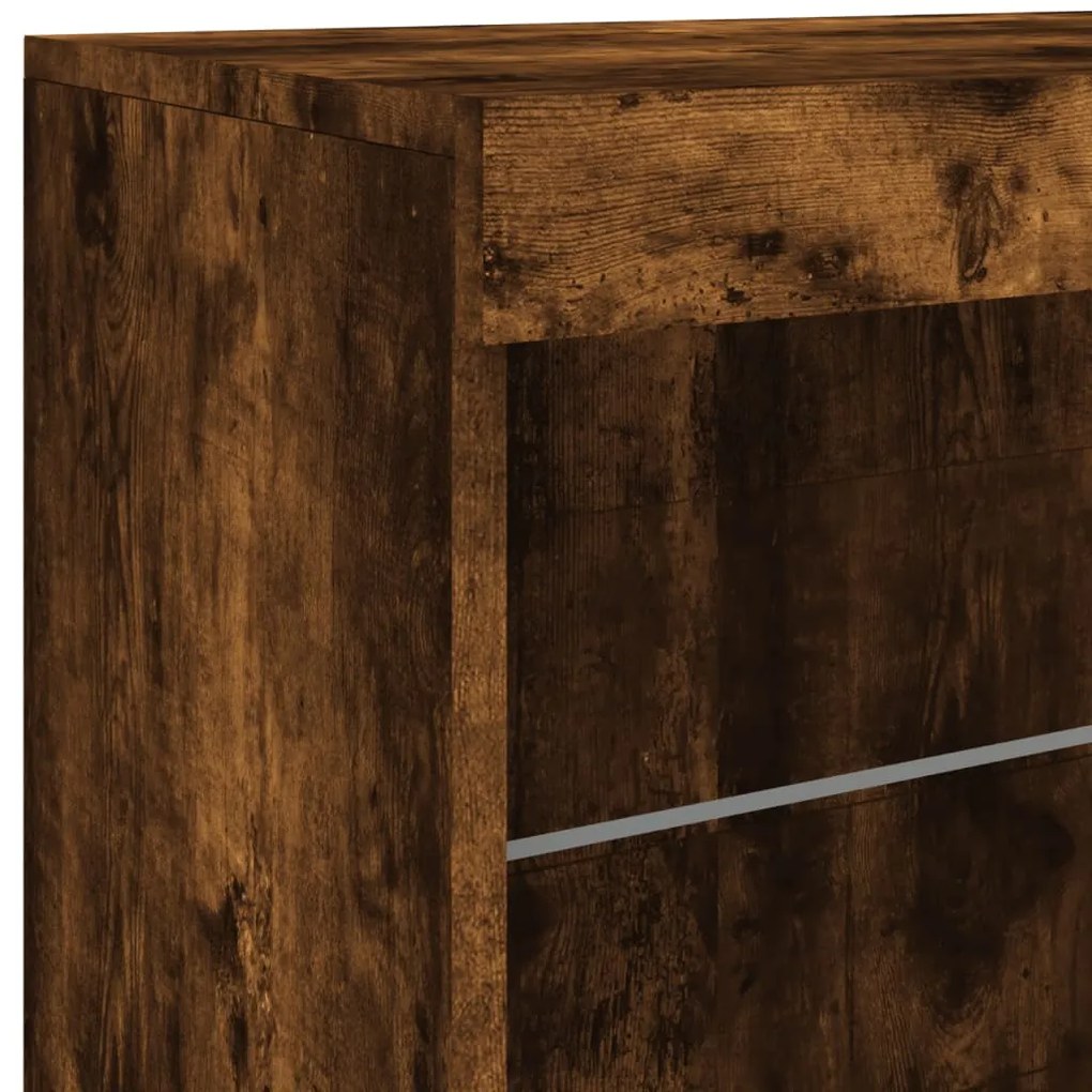 Aparador com luzes LED 142,5x37x67 cm carvalho fumado