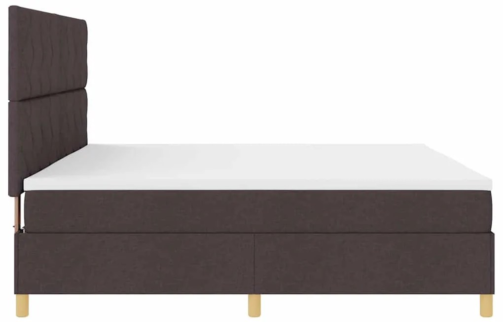 Cama Box Spring com Colchão Castanho Escuro 200x200 cm Tecido