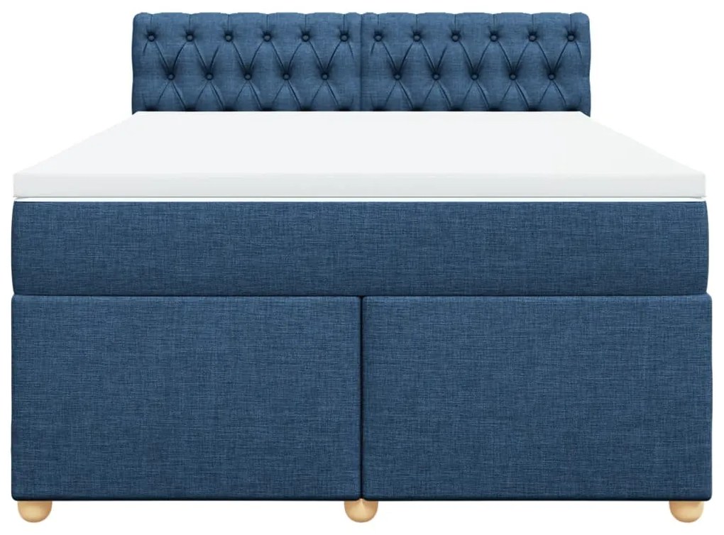 Cama com molas/colchão 140x200 cm tecido azul