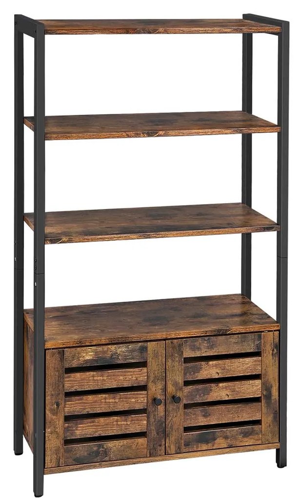 Estante de chão com portas venezianas e 3 prateleiras | VASAGLE | 70 x 30 x 121.5 cm | LSC75BX.