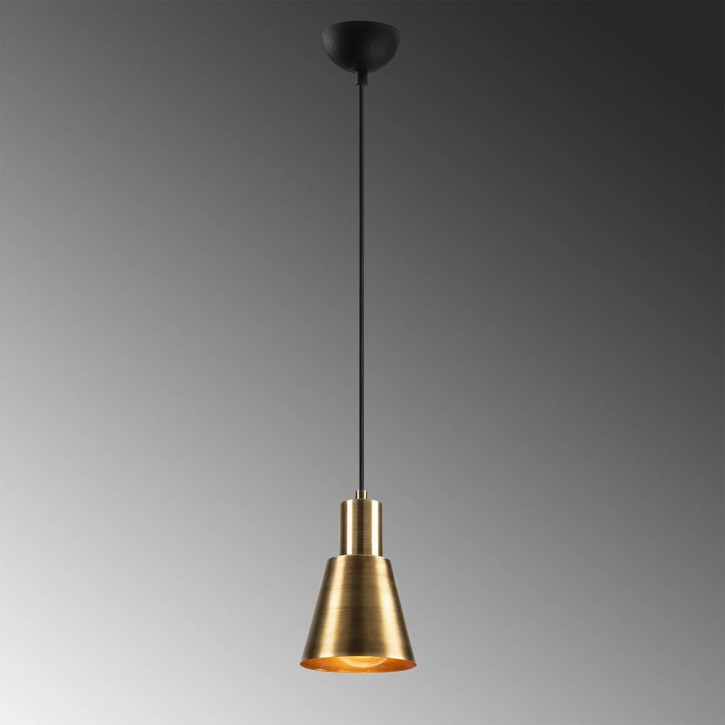 Candeeiro Chandelier Kem – Ouro e Preto – Diâmetro 14 cm, Altura 114 c