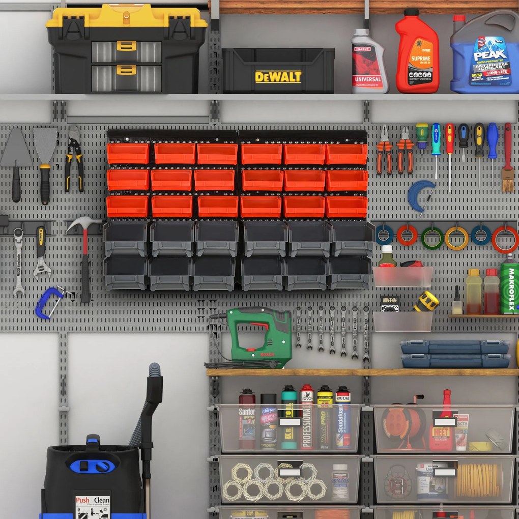 Organizador de parafusos e ferragens para parede Caixas 2 Tamanhos 37,5x18x95,5